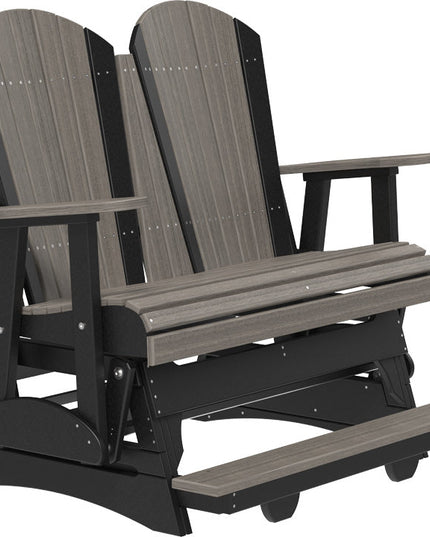 LuxCraft 4 foot Adirondack Poly Balcony Glider Coastal Gray and Black