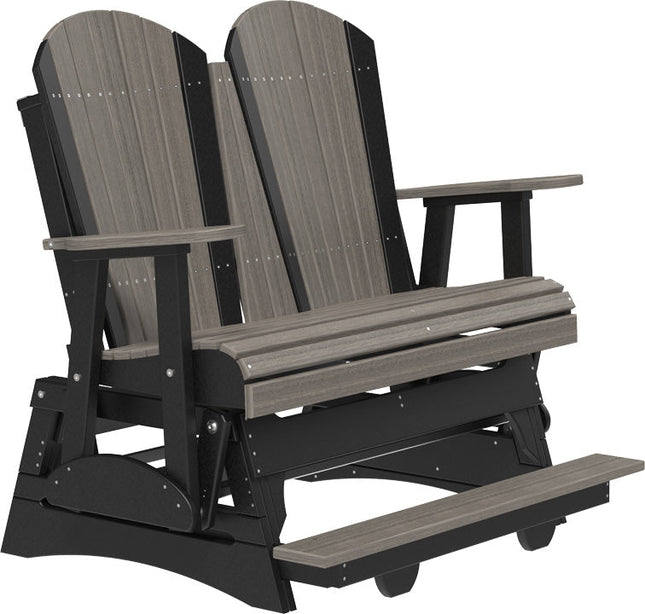 LuxCraft 4 foot Adirondack Poly Balcony Glider Coastal Gray and Black
