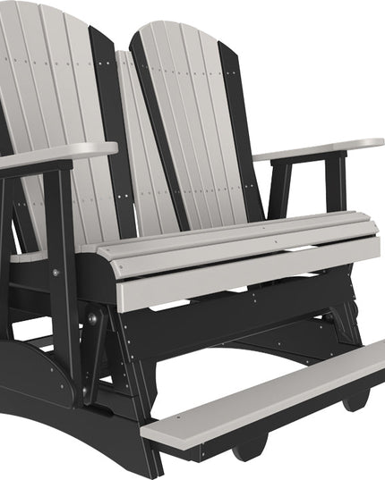 LuxCraft 4 foot Adirondack Poly Balcony Glider Dove Gray & Black