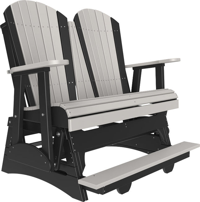 LuxCraft 4 foot Adirondack Poly Balcony Glider Dove Gray & Black