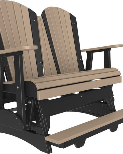 LuxCraft 4 foot Adirondack Poly Balcony Glider Weatherwood & Black