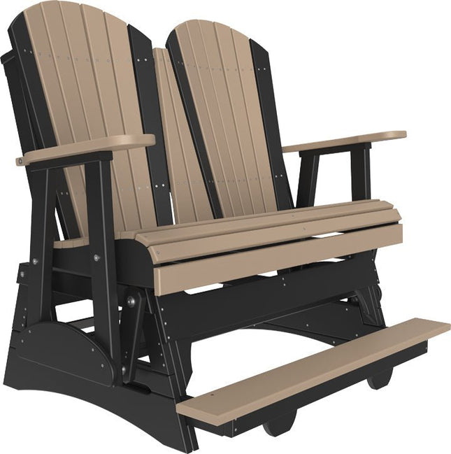 LuxCraft 4 foot Adirondack Poly Balcony Glider Weatherwood & Black