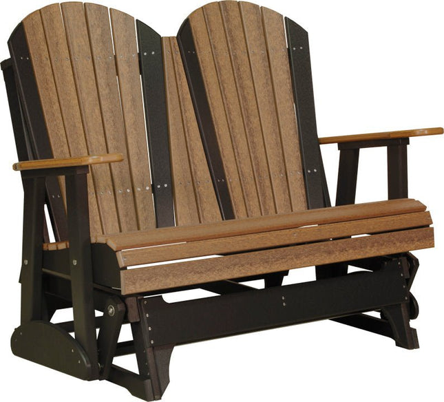 LuxCraft 4 foot Adirondack Poly Glider Antique Mahogany & Black