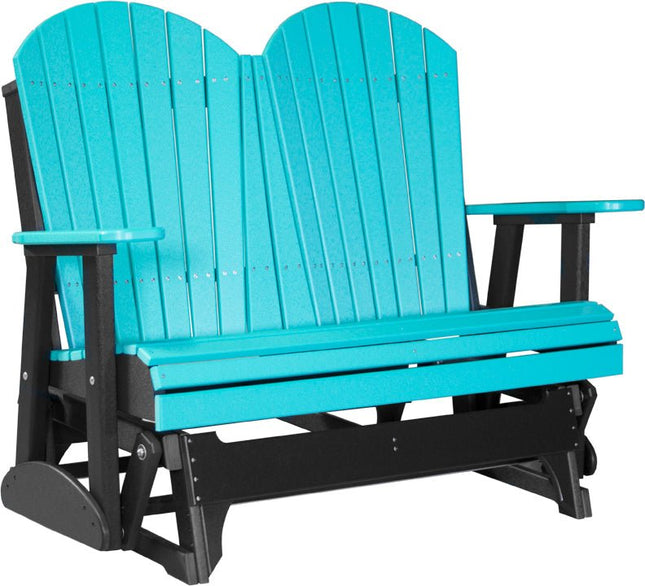 LuxCraft 4 foot Adirondack Poly Glider Aruba Blue & Black