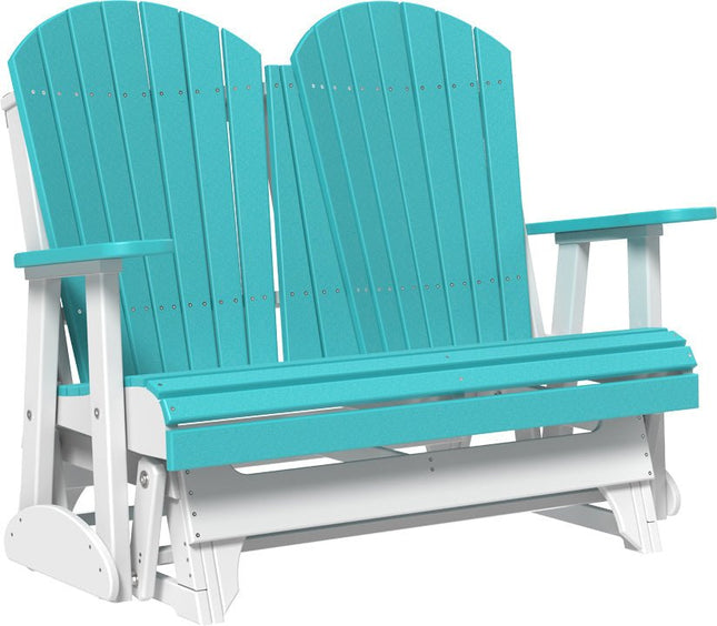 LuxCraft 4 foot Adirondack Poly Glider Aruba Blue & White