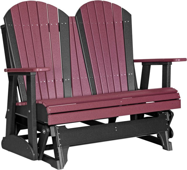 LuxCraft 4 foot Adirondack Poly Glider Cherrywood & Black