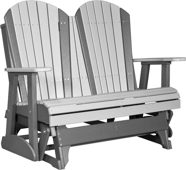 LuxCraft 4 foot Adirondack Poly Glider Coastal Gray & Black