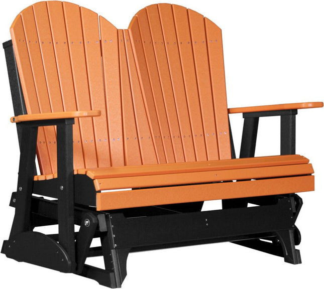 LuxCraft 4 foot Adirondack Poly Glider Tangerine & Black
