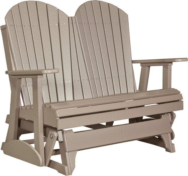 LuxCraft 4 foot Adirondack Poly Glider Weatherwood