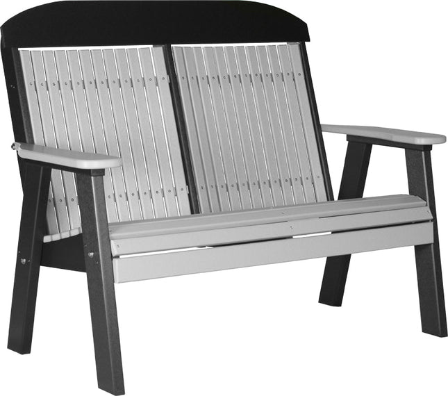 LuxCraft 4 foot Classic Poly Bench Dove Gray & Black