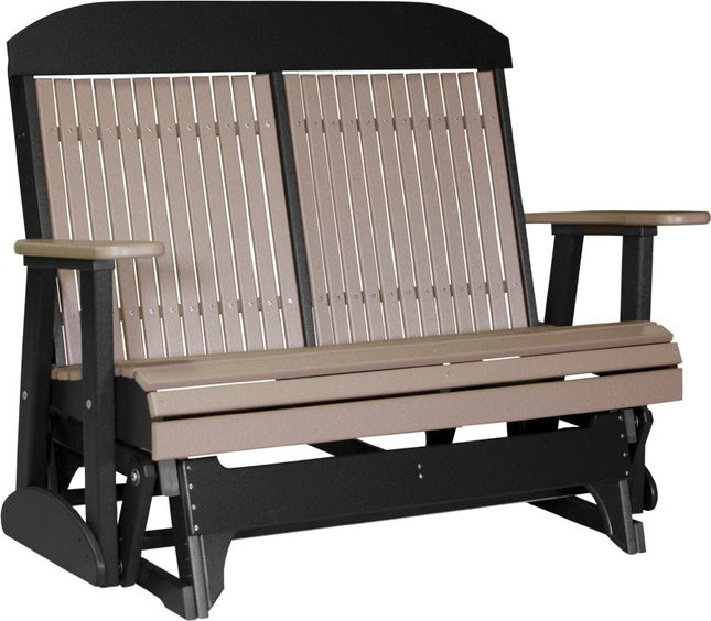 LuxCraft 4 foot Classic Poly Glider Weatherwood & Black