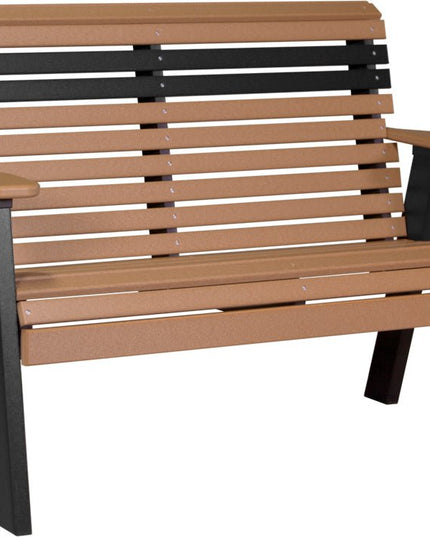 LuxCraft 4 foot Plain Poly Bench Cedar & Black