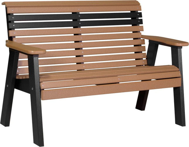 LuxCraft 4 foot Plain Poly Bench Cedar & Black