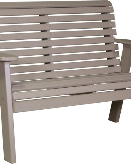 LuxCraft 4 foot Plain Poly Bench Weatherwood