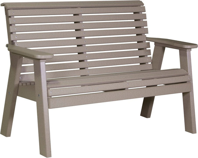 LuxCraft 4 foot Plain Poly Bench Weatherwood