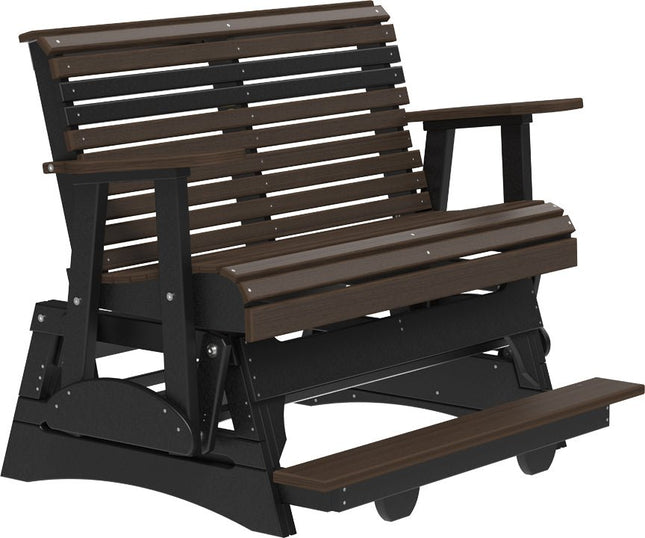 LuxCraft 4 foot Plain Poly Balcony Glider Brazilian Walnut & Black