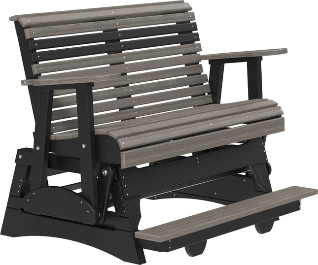LuxCraft 4 foot Plain Poly Balcony Glider Coastal Gray