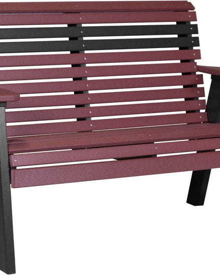 LuxCraft 4 foot Plain Poly Bench Cherrywood & Black