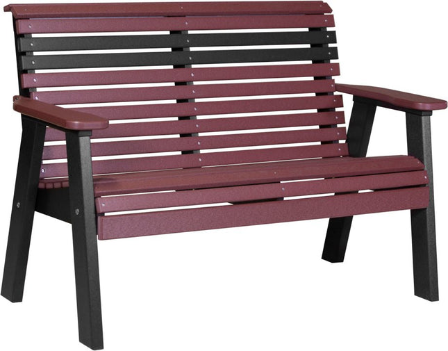 LuxCraft 4 foot Plain Poly Bench Cherrywood & Black