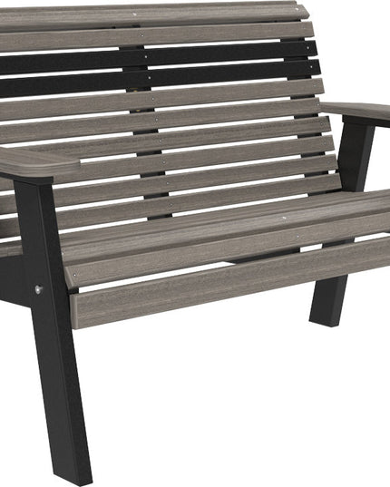 LuxCraft 4 foot Plain Poly Bench Coastal Gray & Black