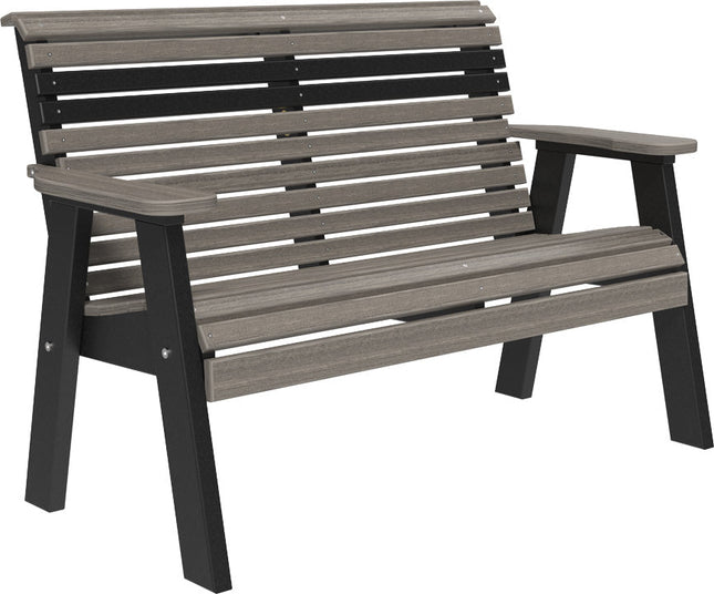 LuxCraft 4 foot Plain Poly Bench Coastal Gray & Black