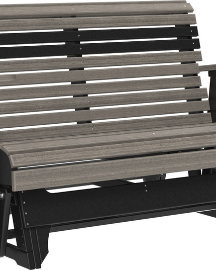 LuxCraft 4 foot Plain Poly Glider Coastal Gray & Black