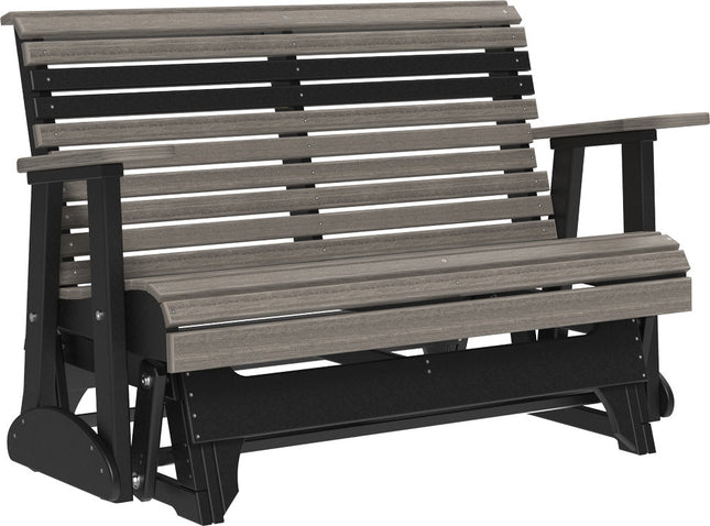 LuxCraft 4 foot Plain Poly Glider Coastal Gray & Black