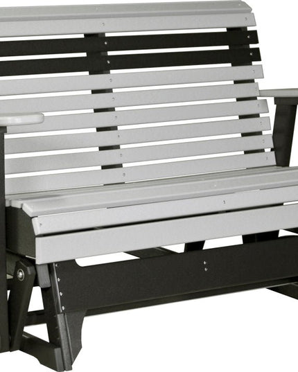 LuxCraft 4 foot Plain Poly Glider Dove Gray & Black