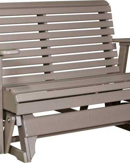 LuxCraft 4 foot Plain Poly Glider Weatherwood