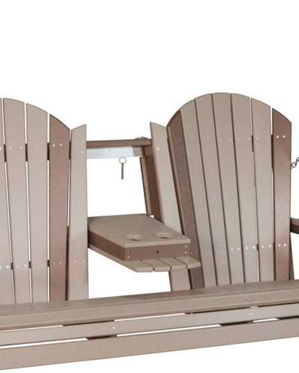 LuxCraft 5' Adirondack Poly Swing (Weatherwood & Chestnut Brown)