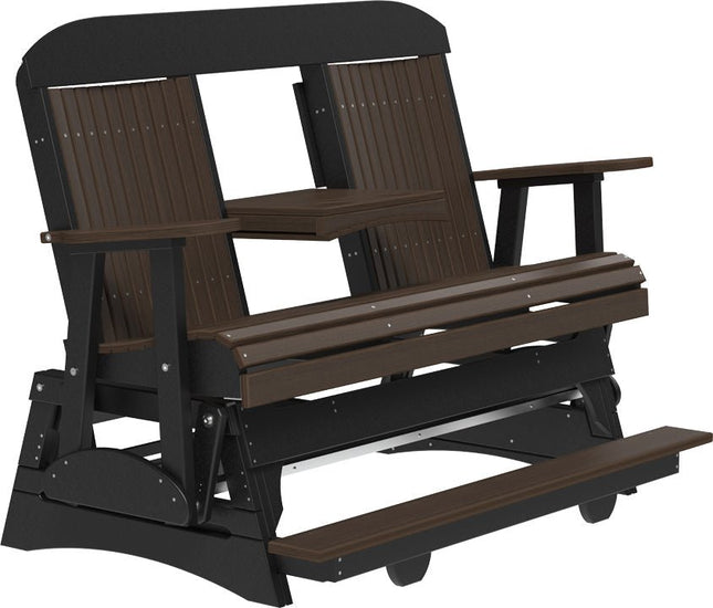 LuxCraft 5 foot Classic Poly Balcony Glider Brazilian Walnut & Black