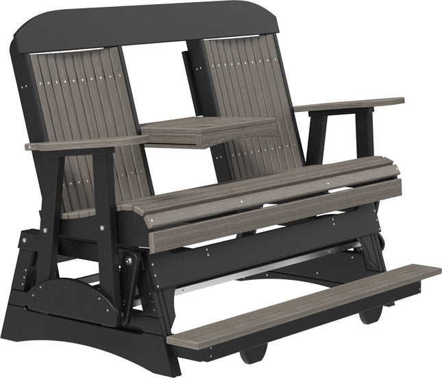 LuxCraft 5 foot Classic Poly Balcony Glider Coastal Gray & Black