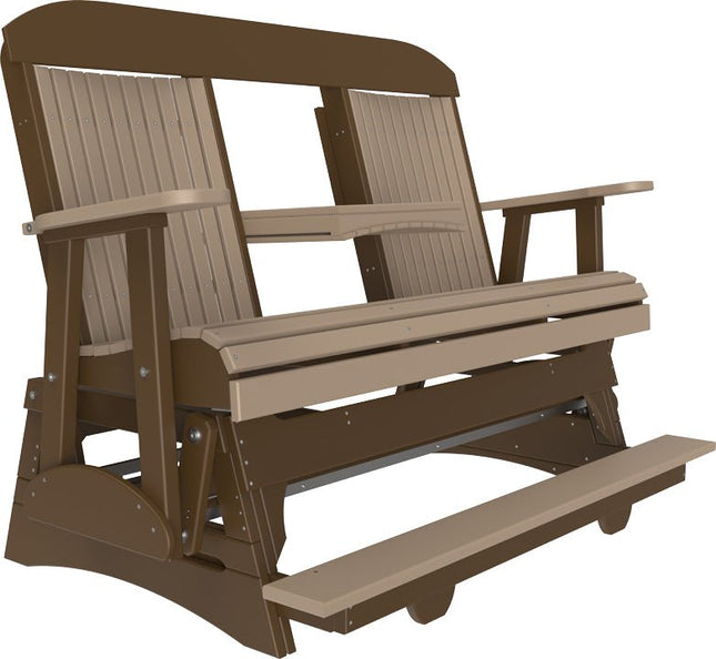 LuxCraft 5 foot Classic Poly Balcony Glider Weatherwood & Chestnut Brown