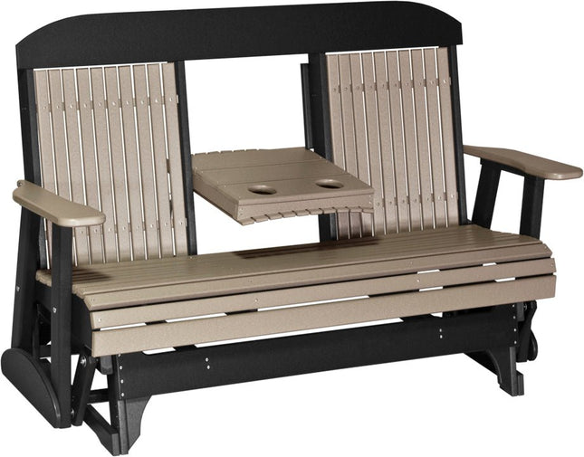 LuxCraft 5 foot Classic Poly Glider Weatherwood & Black