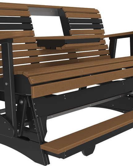 LuxCraft 5 foot Plain Poly Balcony Glider Antique Mahogany & Black