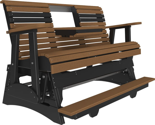 LuxCraft 5 foot Plain Poly Balcony Glider Antique Mahogany & Black