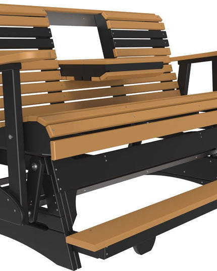 LuxCraft 5 foot Plain Poly Balcony Glider Cedar & Black