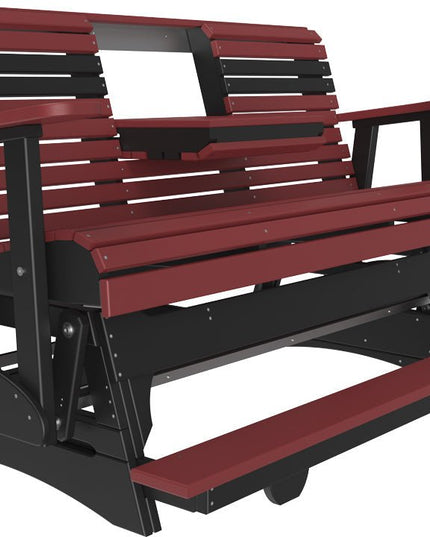 LuxCraft 5 foot Plain Poly Balcony Glider Brazilian Walnut & Black