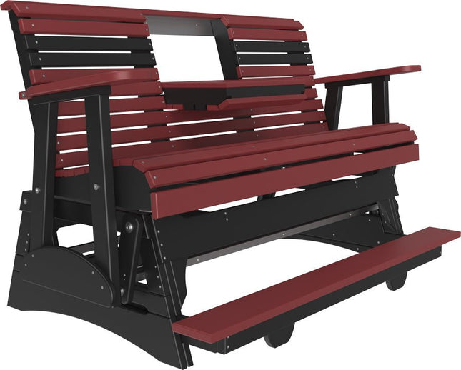 LuxCraft 5 foot Plain Poly Balcony Glider Brazilian Walnut & Black