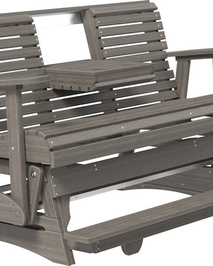 LuxCraft 5 foot Plain Poly Balcony Glider Coastal Gray