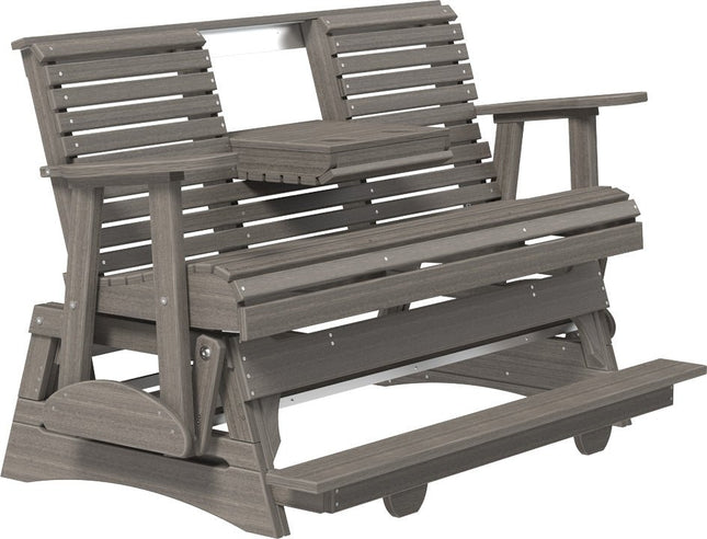 LuxCraft 5 foot Plain Poly Balcony Glider Coastal Gray