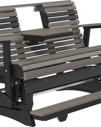 LuxCraft 5 foot Plain Poly Balcony Glider Coastal Gray & Black