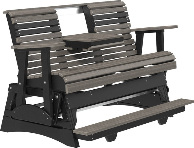 LuxCraft 5 foot Plain Poly Balcony Glider Coastal Gray & Black