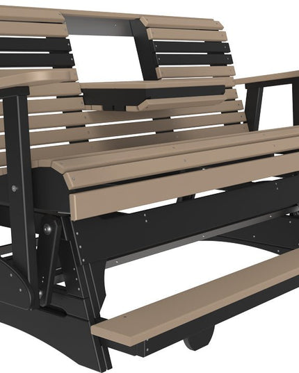 LuxCraft 5 foot Plain Poly Balcony Glider Weatherwood & Black