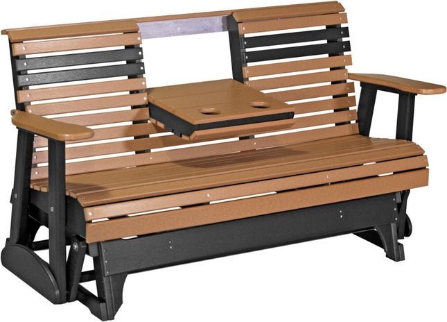 LuxCraft 2 foot Swivel Classic Poly Glider Cedar & Black