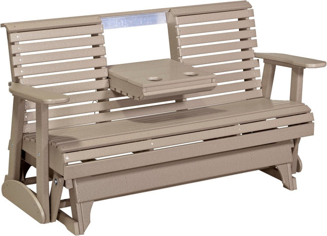 LuxCraft 2 foot Swivel Classic Poly Glider Weatherwood