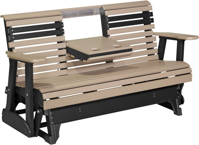 LuxCraft 2 foot Swivel Classic Poly Glider Weatherwood & Black