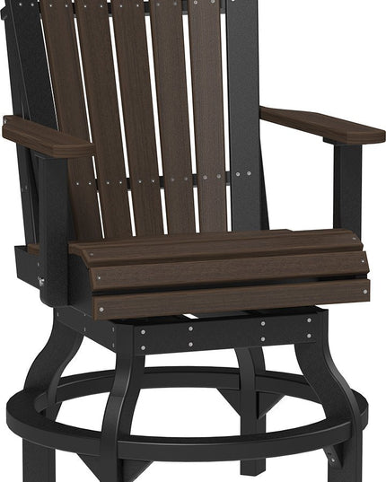 LuxCraft Poly Adirondack Swivel Chair (Counter Height) Brazilian Walnut & Black