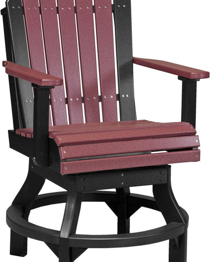 LuxCraft Poly Adirondack Swivel Chair (Counter Height) Cherrywood & Black