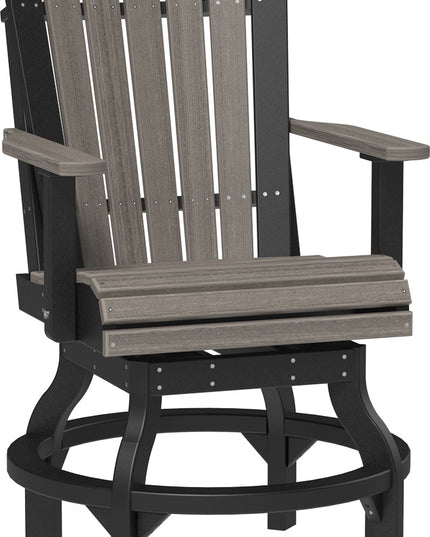 LuxCraft Poly Adirondack Swivel Chair (Counter Height) Coastal Gray & Black
